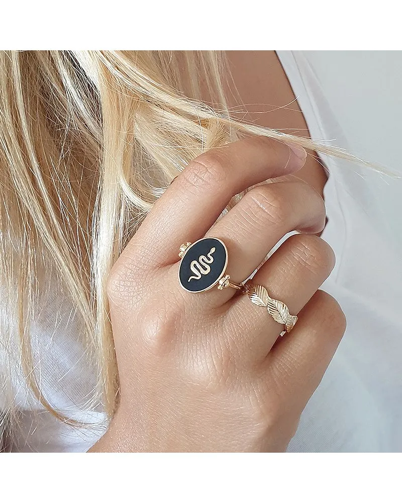 Bague Or Motif Feuille - Plaqué Or by Zosha