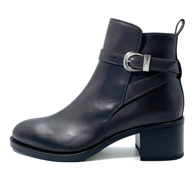 Italian Gray Leather Boots Sartore