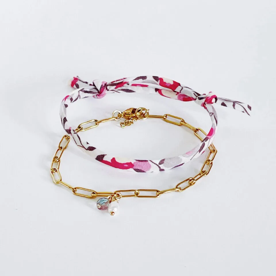 Elegant Bracelet liberty duo in Or et rose