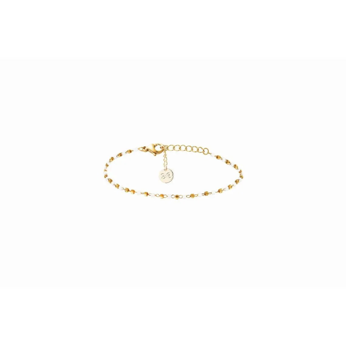 Bracelet Naturelle Acier Doré 1 Rang Et Perles Miyuki Blanches | 3 Suisses