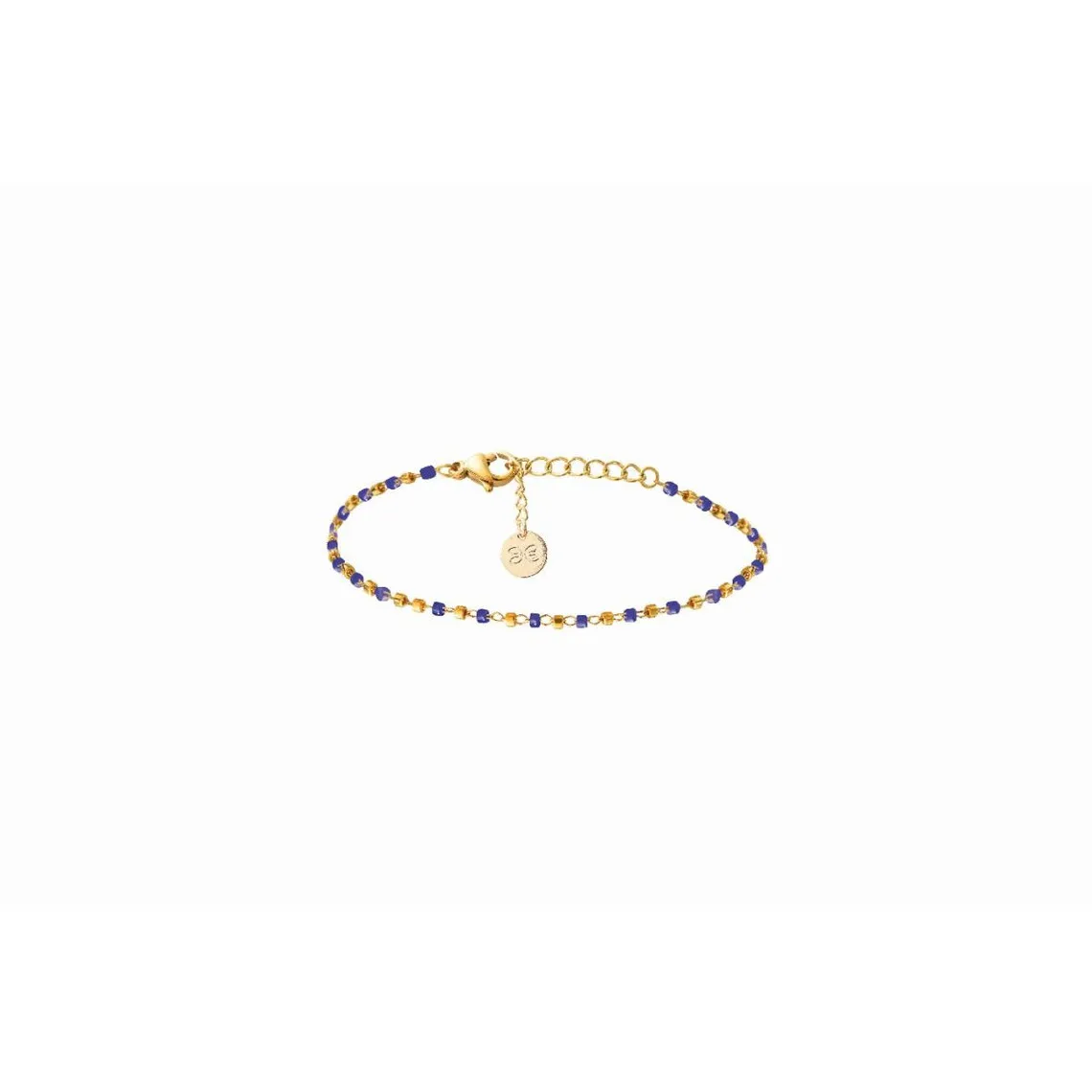 Bracelet Naturelle Acier Doré 1 Rang Et Perles Miyuki Bleues Marines | 3 Suisses