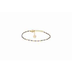 Bracelet Naturelle Acier Doré 1 Rang Et Perles Miyuki Bleues Marines | 3 Suisses