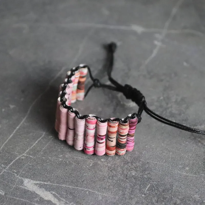 Bracelet shamballa en perles de papier recyclé - TRËMA