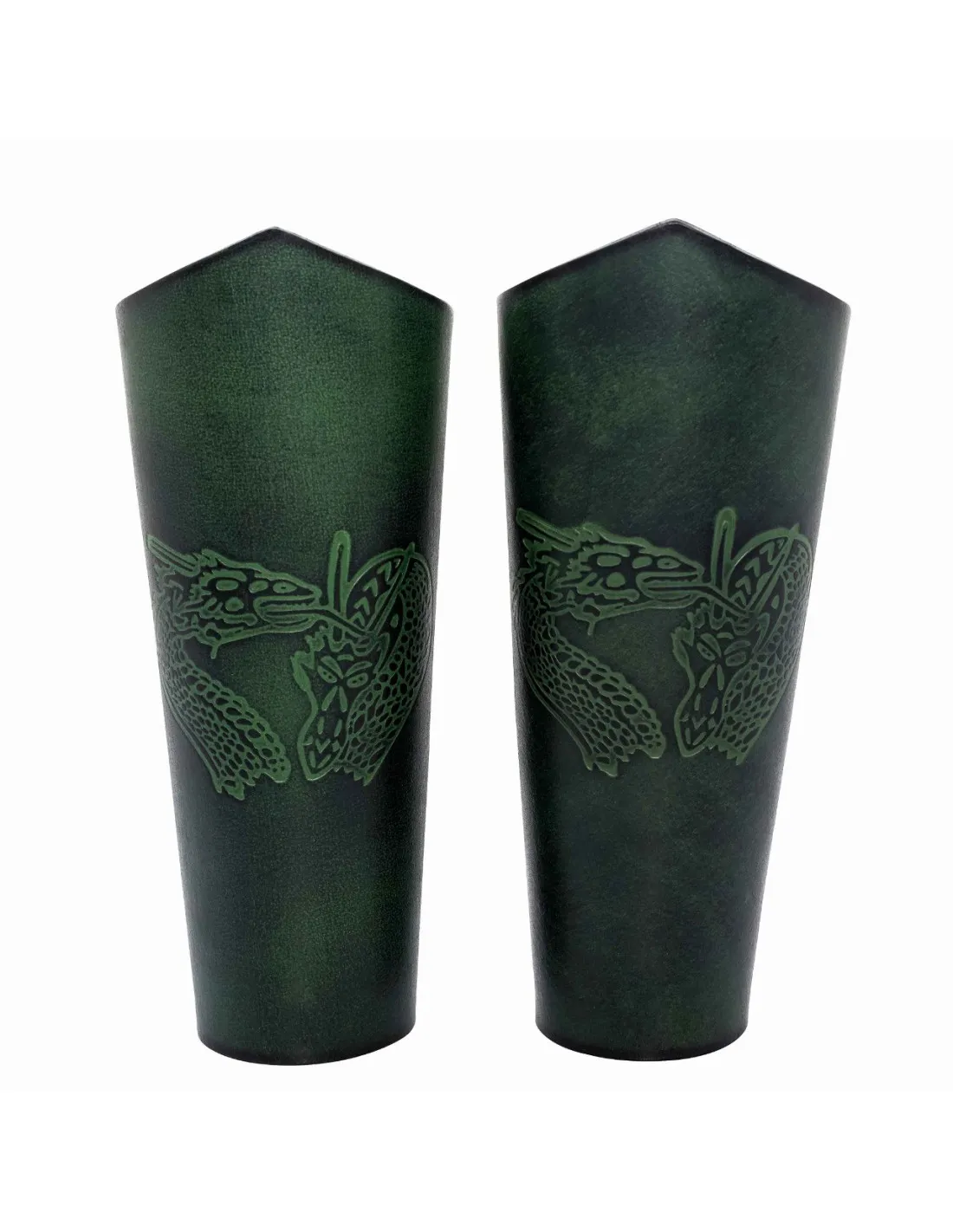 Bracelets Fantaisie Dragon en cuir repoussé, verts ⚔️ Boutique Épées