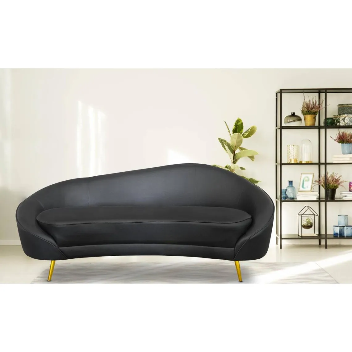 Canapé 3 places Havane Simili P.U. Noir Pieds Or | 3 Suisses