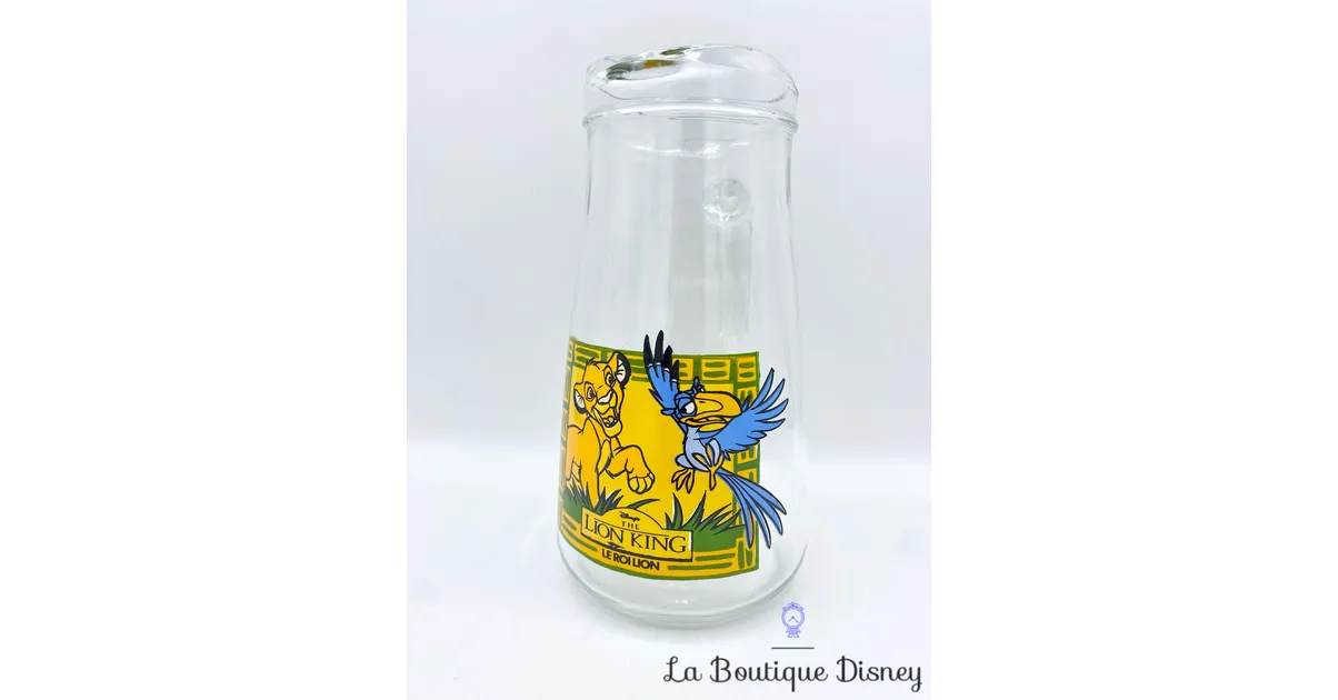 Carafe Simba Zazu Le roi lion Disney vintage bouteille verre The Lion King