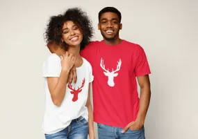 Christmas Family Couple Matching Deer Head T-shirts