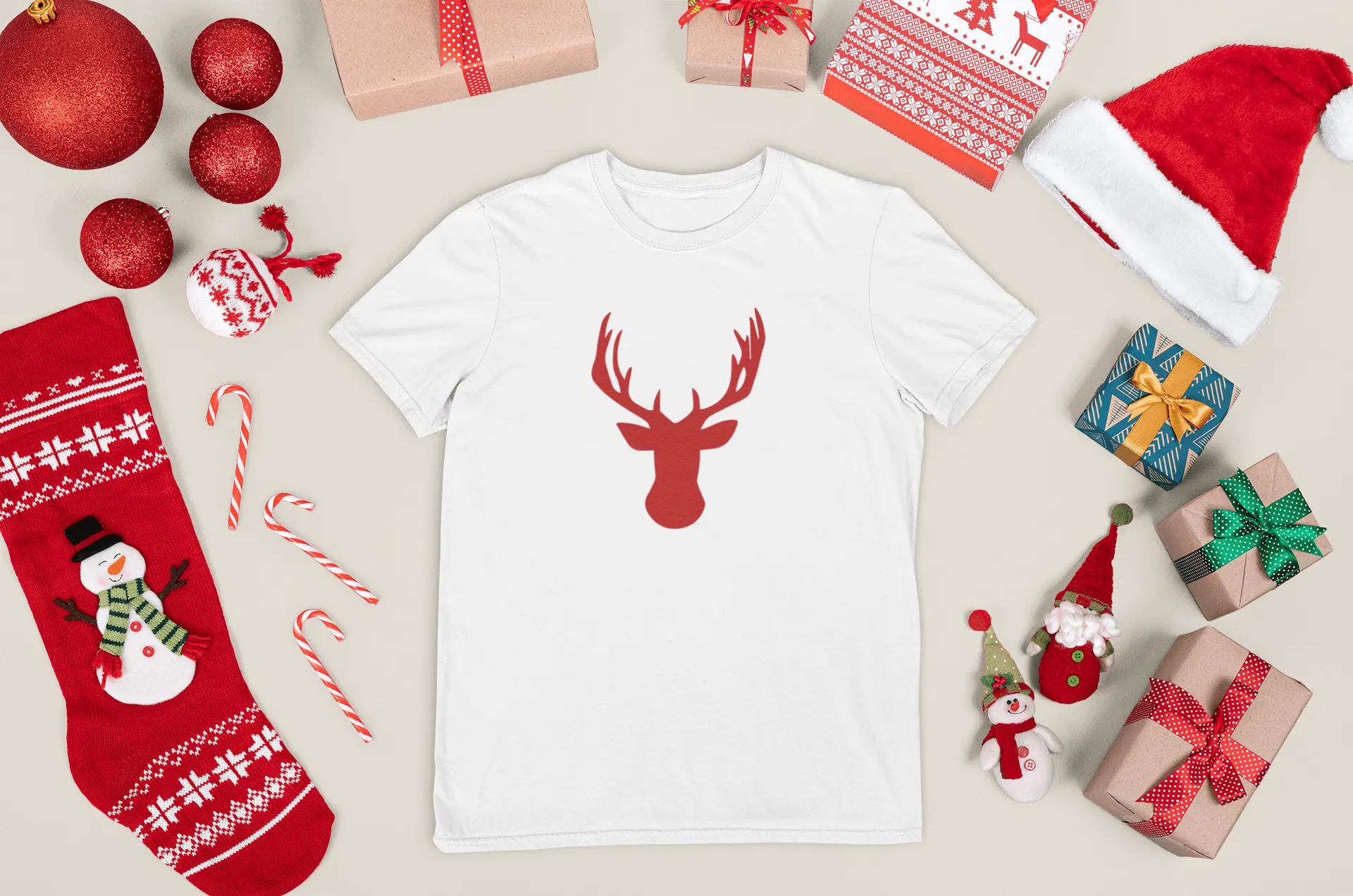 Christmas Family Couple Matching Deer Head T-shirts