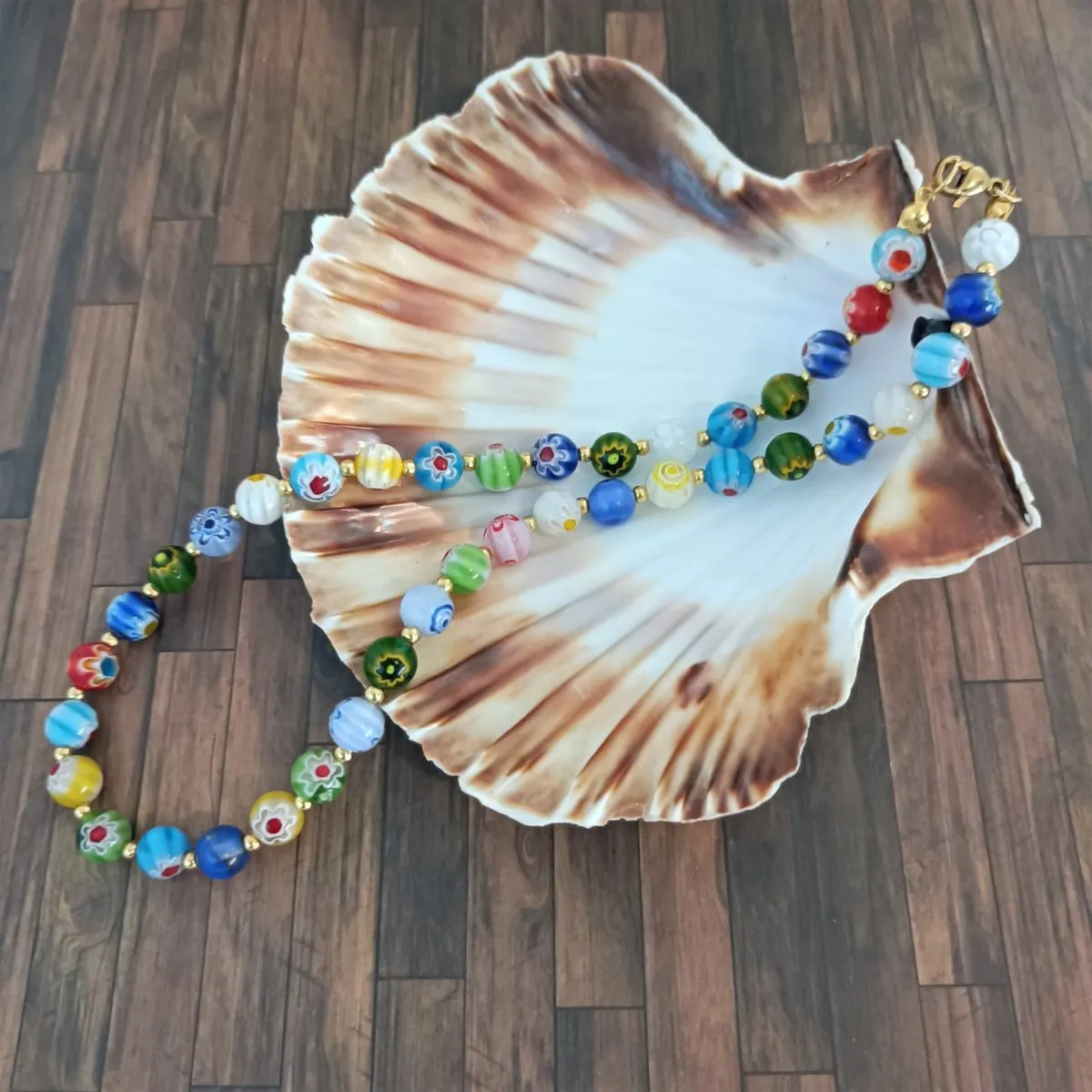 Collier de perles millefiori 8mm