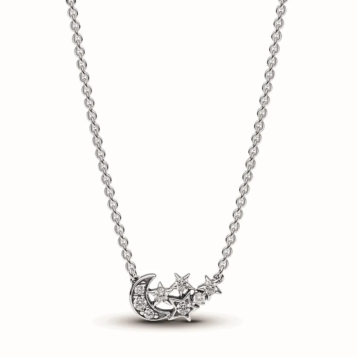 Collier Étoile et Lune Scintillantes en Argent 925/1000 - Pandora Moments  | 3 Suisses