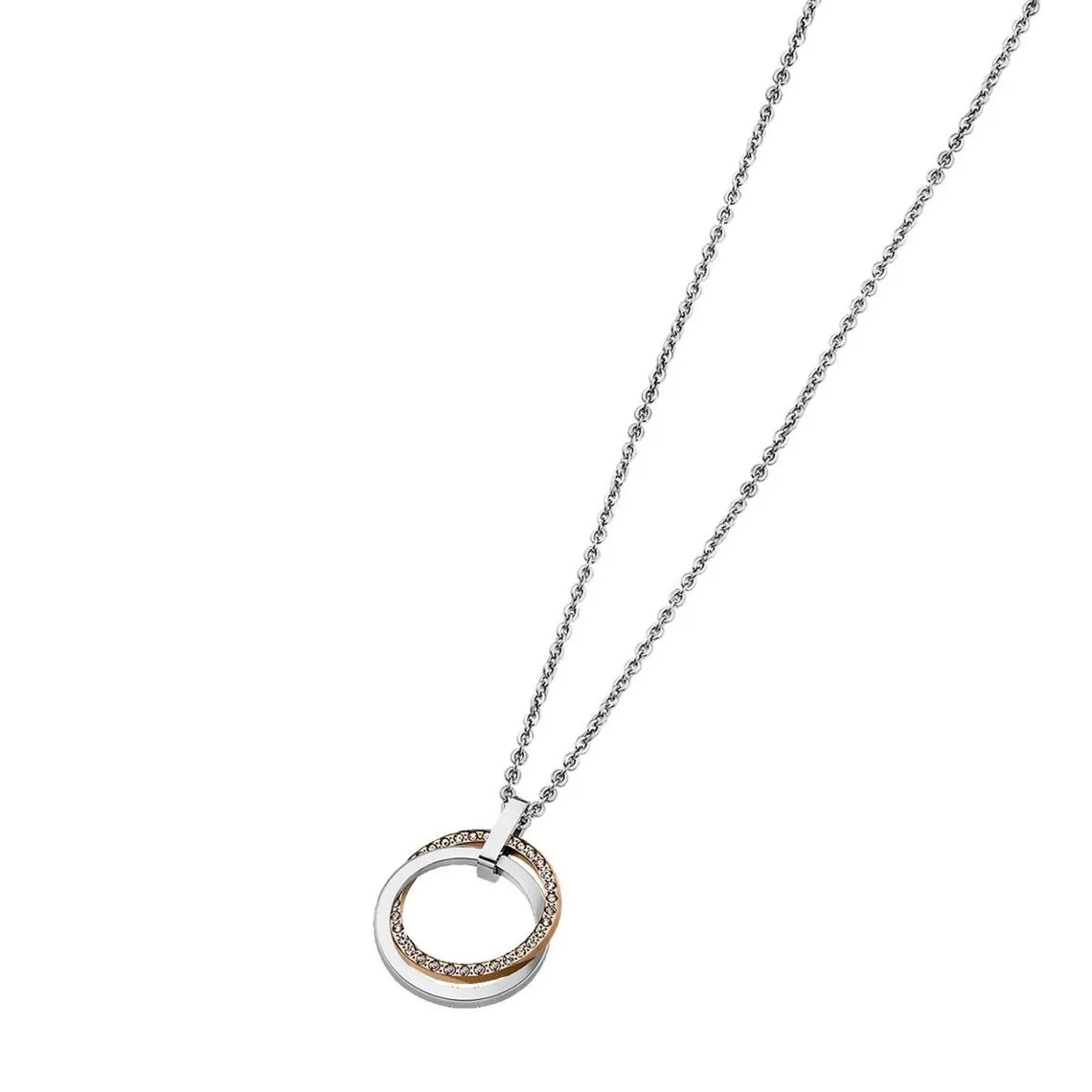 Collier et pendentif Privelege LS1780-1-2 - Collier et pendentif Cristaux Double Anneaux Femme | 3 Suisses