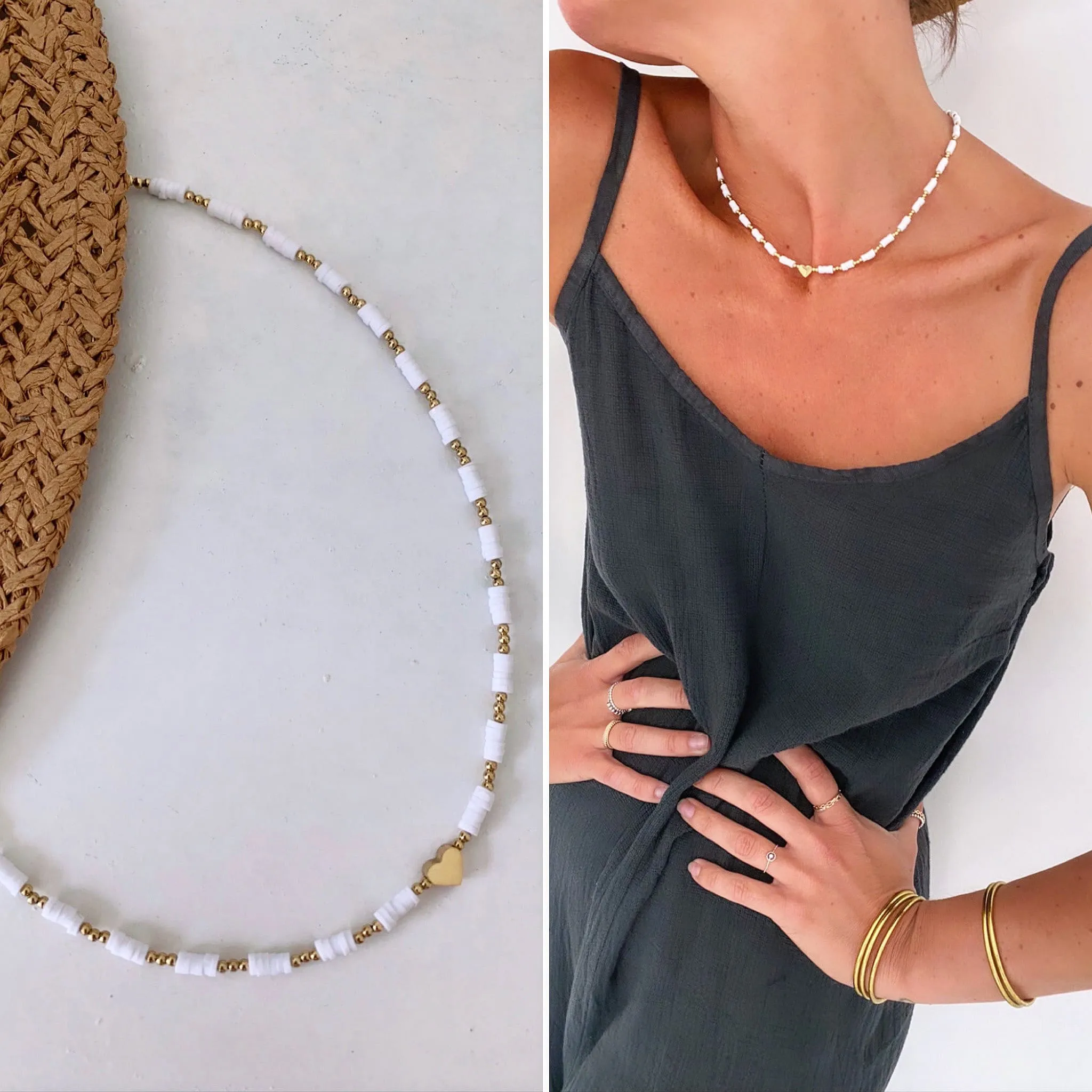 Collier ras de cou perles blanches
