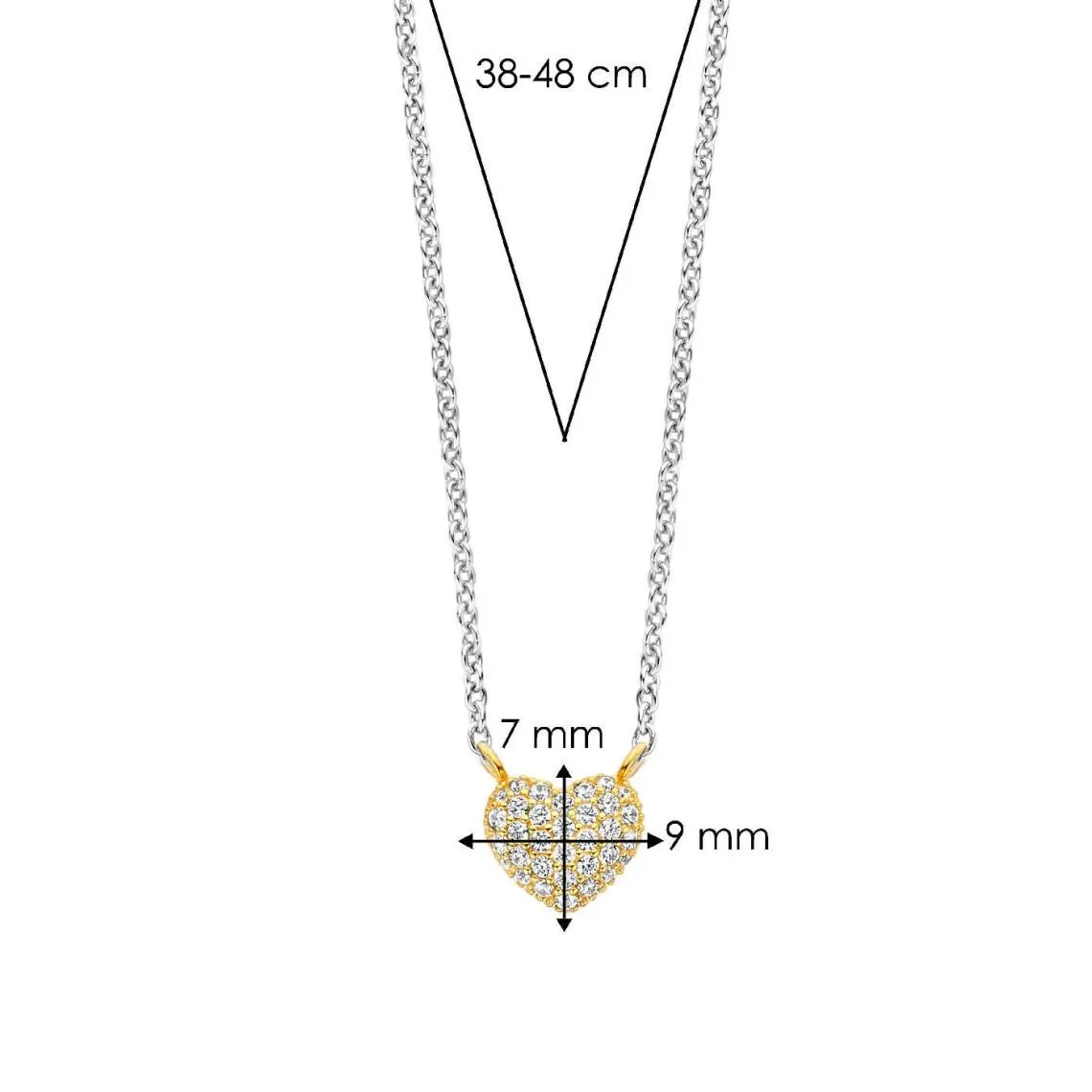 Collier Ti Sento - 3899ZY  Argent Doré Cœur Pavé | 3 Suisses