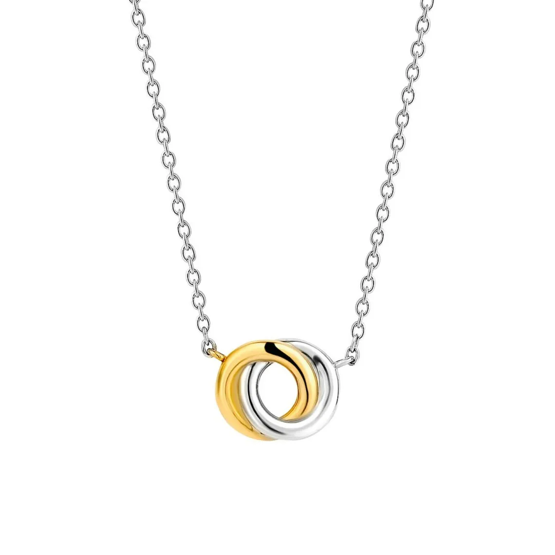 Collier Ti Sento 3915SY - argent anneaux entrelacés bicolores Femme | 3 Suisses