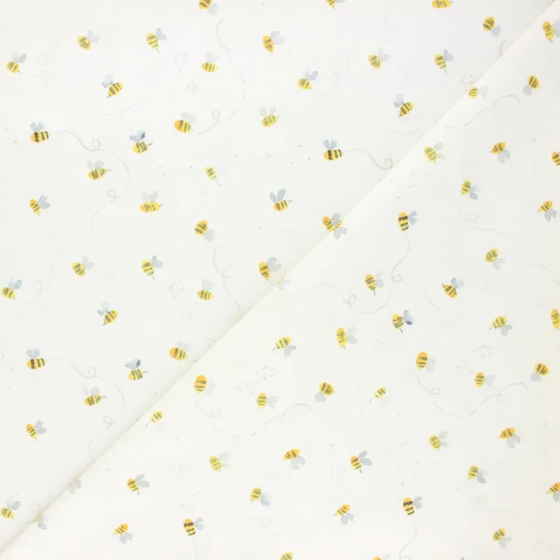 Dear Stella Meant to Bee Cotton Fabric - Busy Bees - Ecru