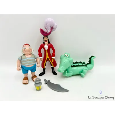 Figurines Capitaine Crochet Monsieur Mouche Tic Tac Crocodile Disney Heroes Peter Pan Pirates Famosa vintage
