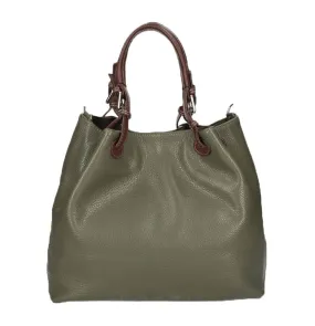 Green leather handbag