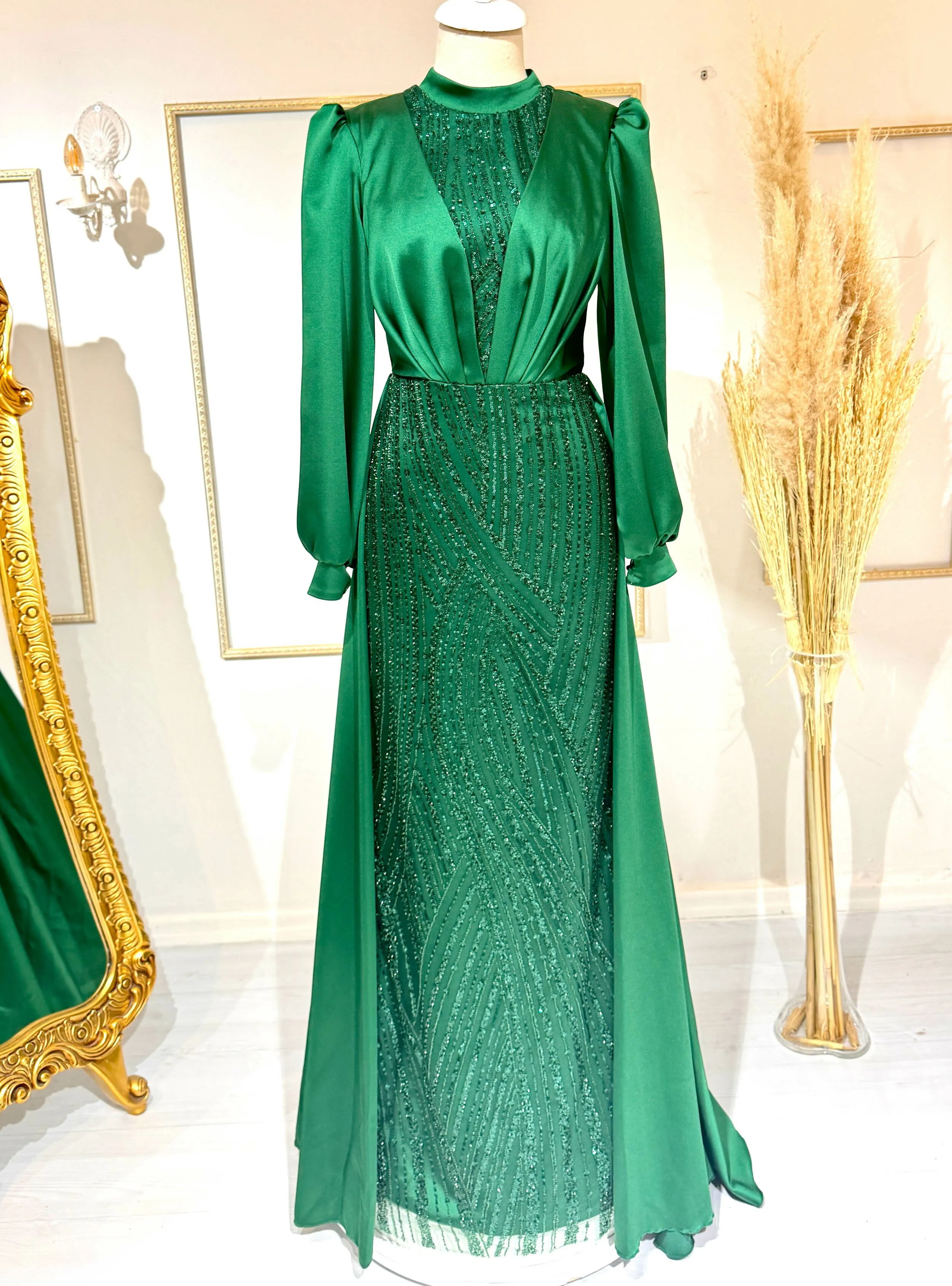 Green - Modest Evening Dress