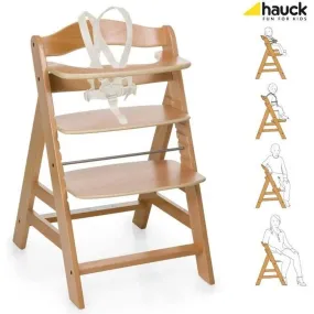 HAUCK Chaise Haute en Bois pour bébé Évolutive Alpha + / Natural beige - Hauck