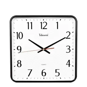 Horloge Murale Vintage Carrée Quadrillage Noir