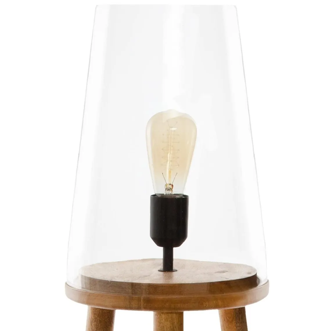 Lampadaire Verre Pied en Bois | 3 Suisses