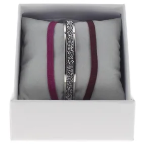 Les Interchangeables Bracelet A47068 Jonc Ruban Palladium Cristal - Coffret 3 Suisses