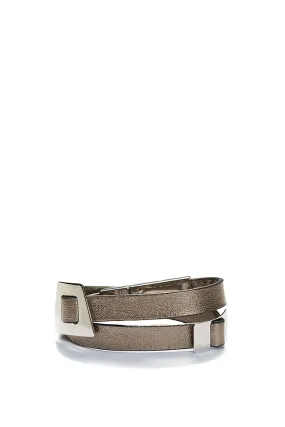LIA Bracelet en cuir avec accesoire plaqué palladium