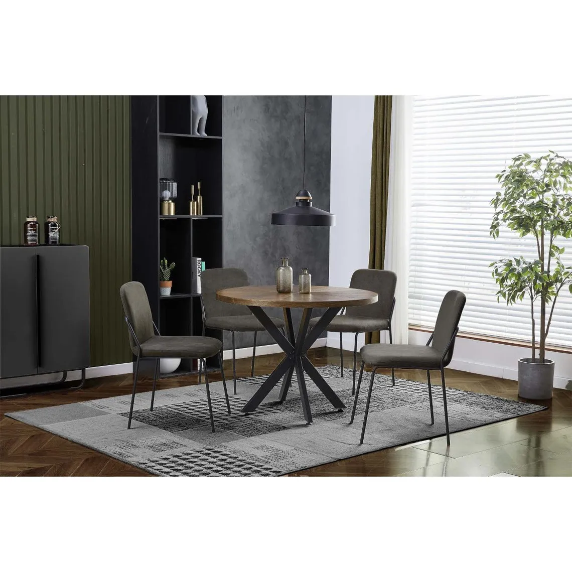 lot de 2 chaises vintage en microfibre Ebène et métal noir | 3 Suisses