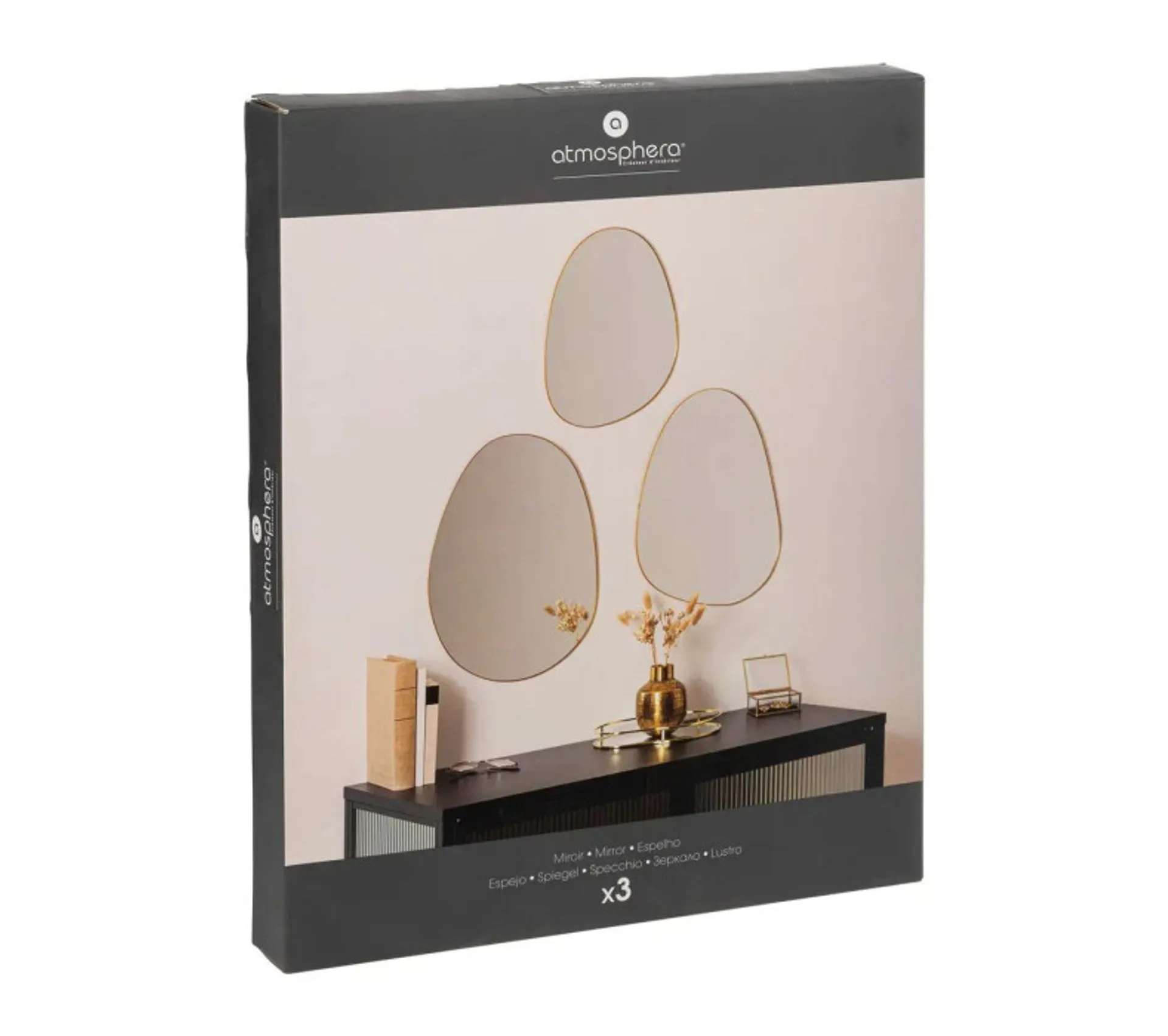Lot De 3 Miroirs Organisateurs "lida" 47cm Or