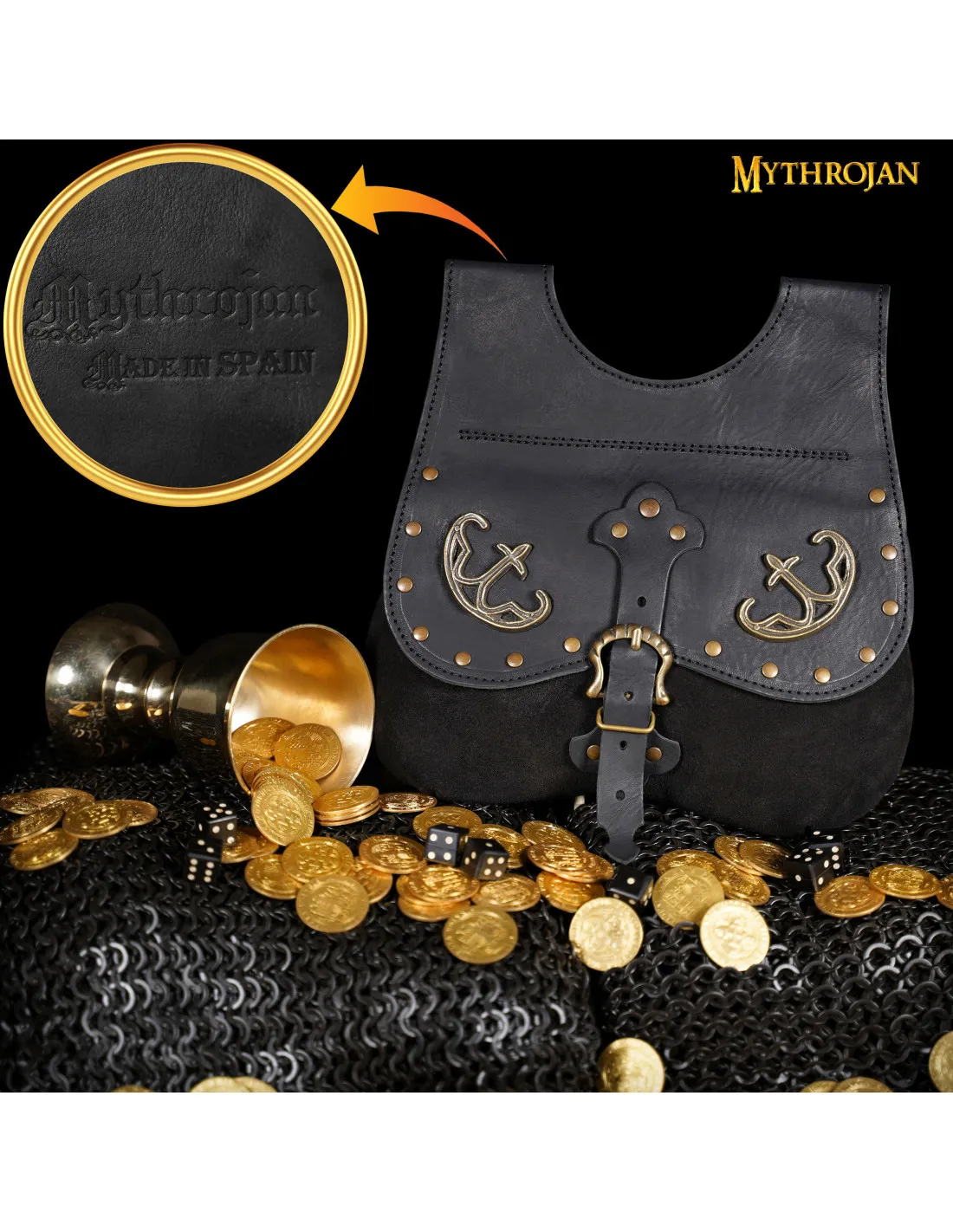 Medieval Brown Waist Bag (14th-15th Century) ⚔️ Swords Shop