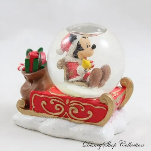 Mini snow globe Mickey DISNEYLAND PARIS Mickey Père Noël en trainea...