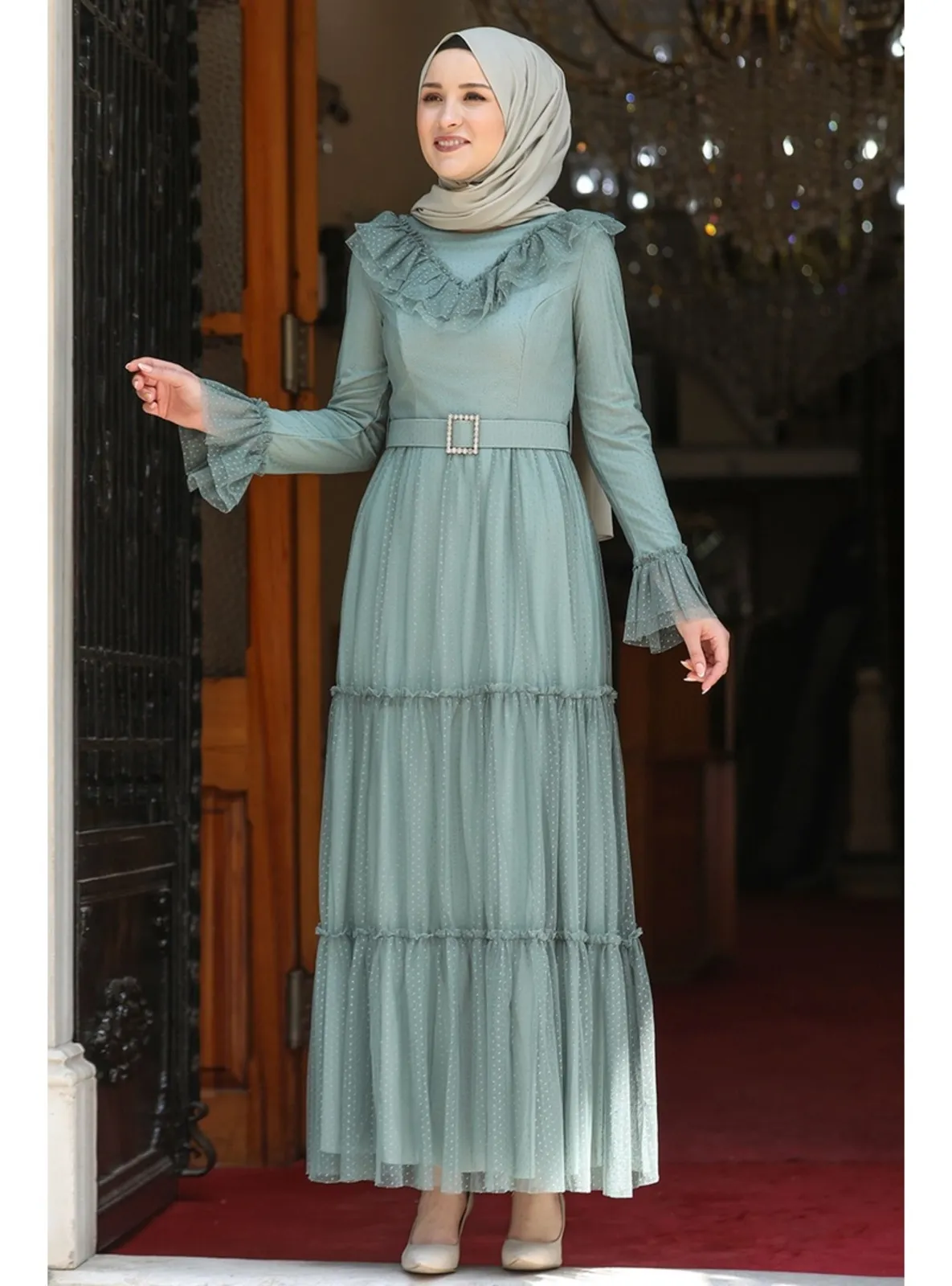 Mint Green - Plus Size Evening Dress