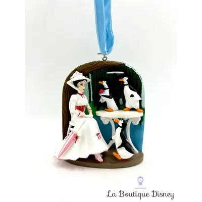 Ornement Noël Sketchbook Mary Poppins et les Pinguins Disney Store 2018 boule suspension
