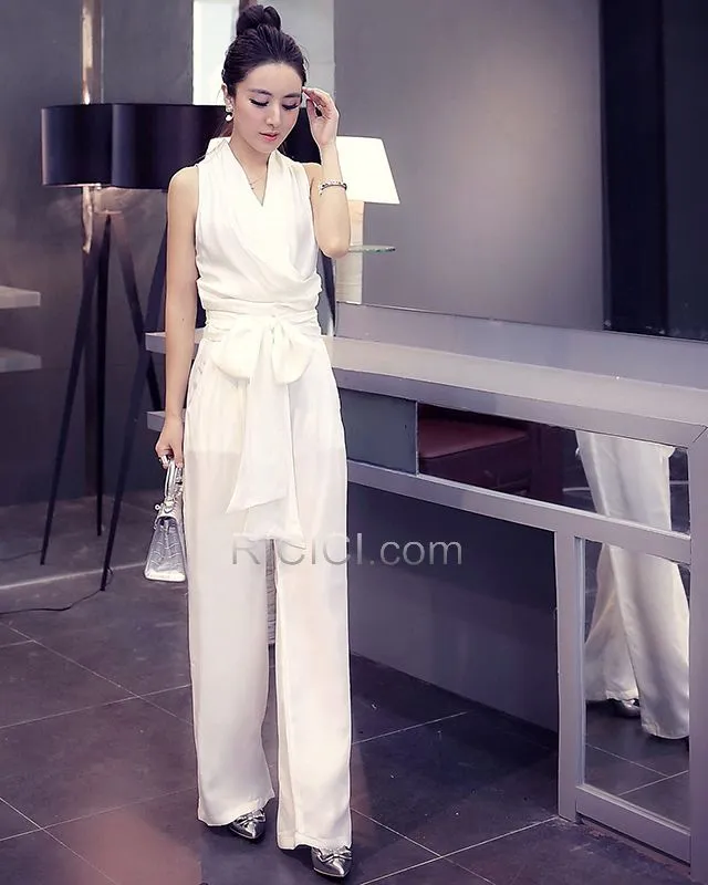 Pantalon Large Vert Emeraude Combinaison Pantalon Taille Haute Robe Casual Maxi Simple 2019