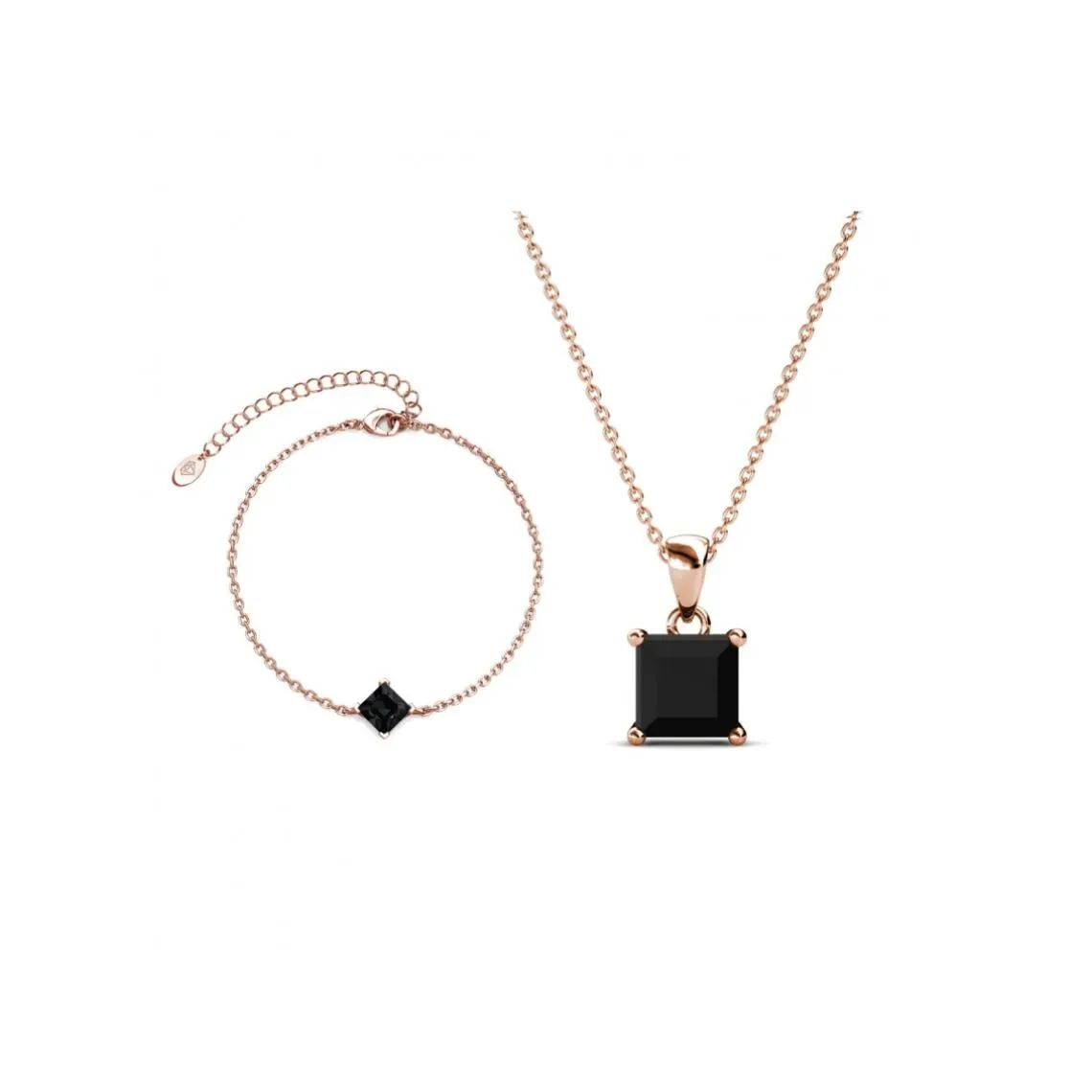 Parure Simple Square Calle - Or Rosé et noir | 3 Suisses