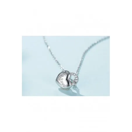 Pendentif en argent collier coeur love