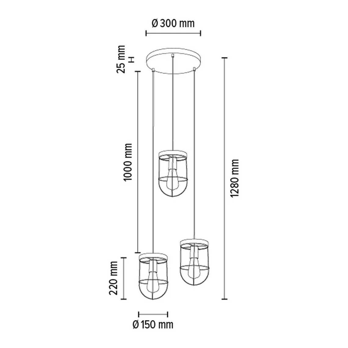 Pendentif Netuno 3xE27 Max.60W Pin teinté/Noir/Or | 3 Suisses