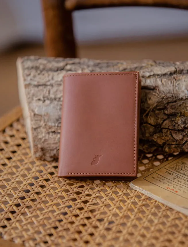 Porte-Cartes Livret pour Homme en Cuir Italien Brun et Intérieur Bleu