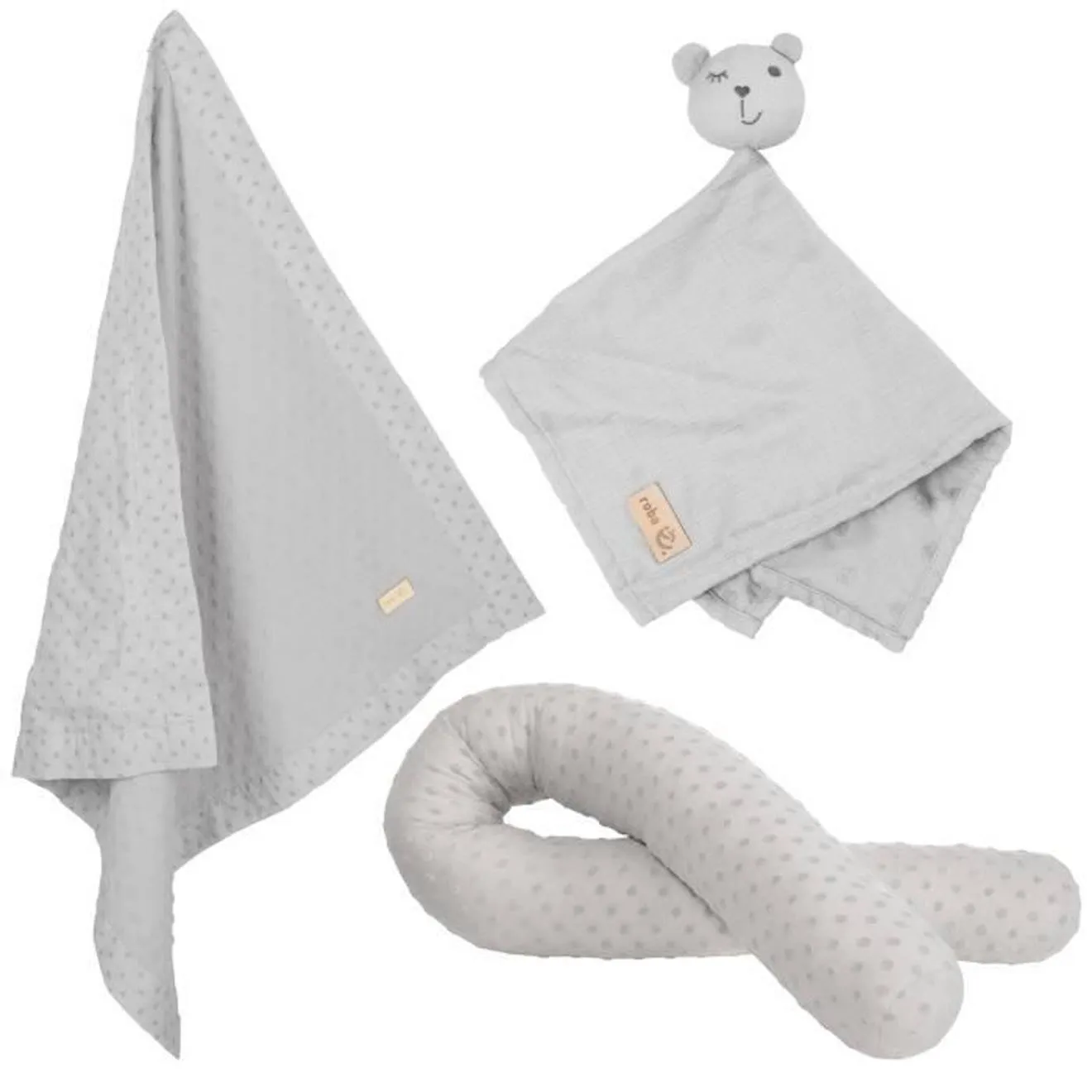 ROBA Coffret Bébé Lil Planet - 3 PCS - 1 Coussin Traversin + 1 Couverture + 1 Doudou - Cadeau de Naissance - Gris Argenté gris -
