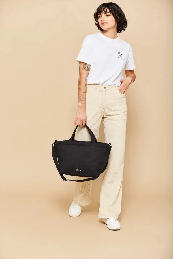 Sac à main cabas Noir en coton bio - Alba