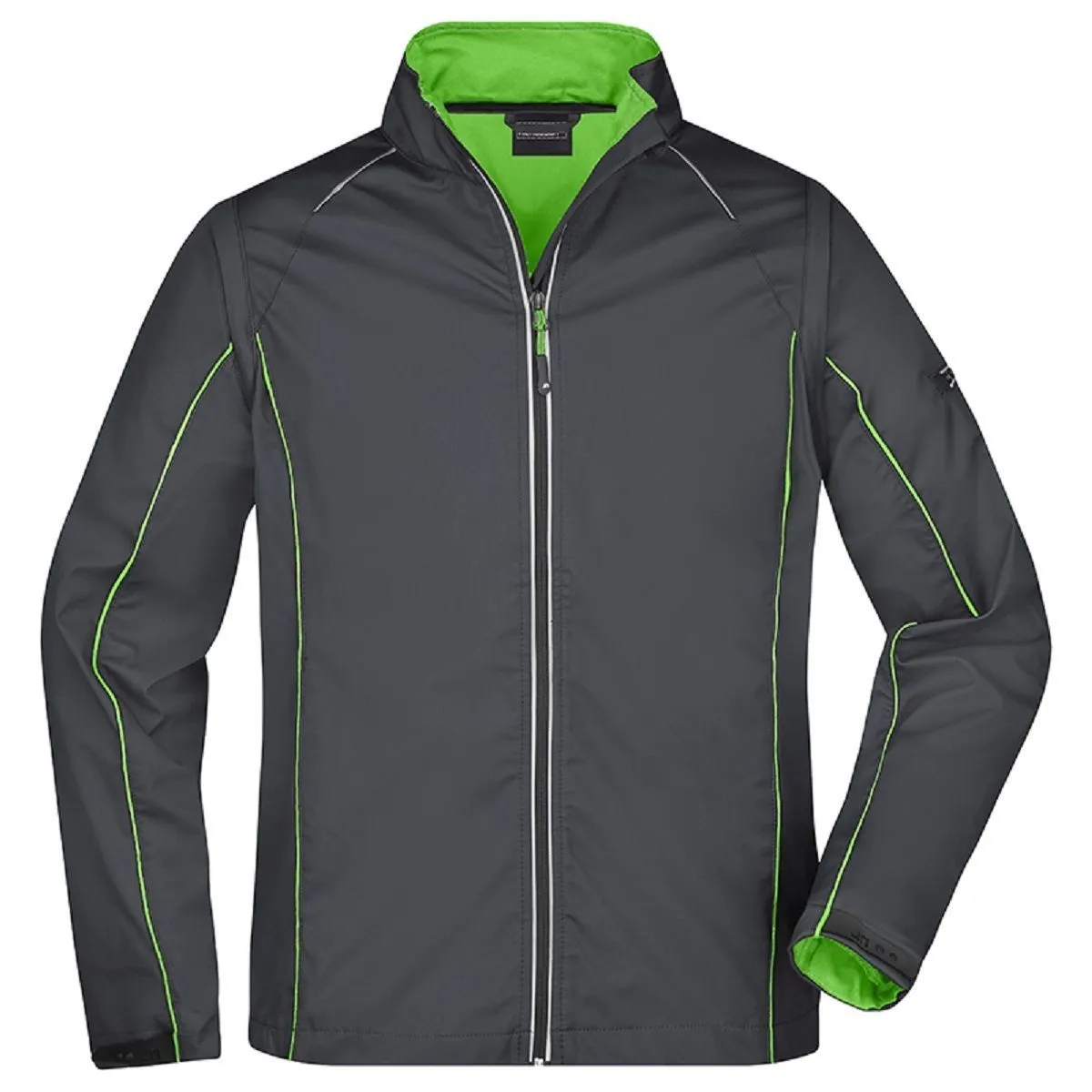 Softshell Jacket with Removable Sleeves - Men - JN1122 - Iron Grey and Green.