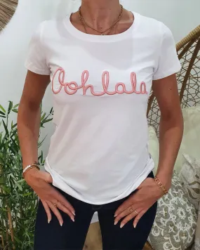 T-Shirt White Oohlala Powder Pink