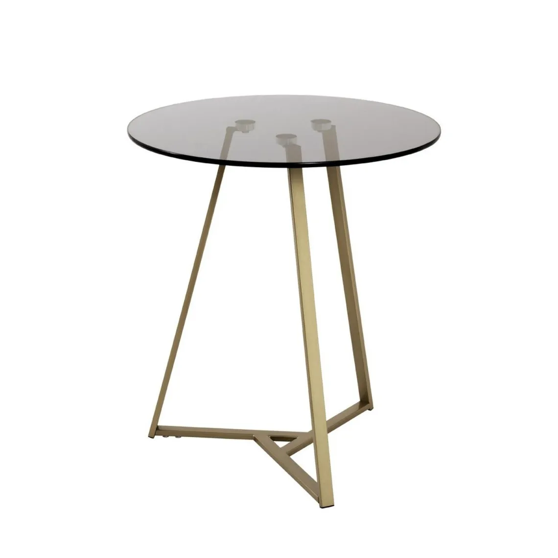Table d'appoint en tube d'Acier doré et plateau en Verre trempé Gris | 3 Suisses