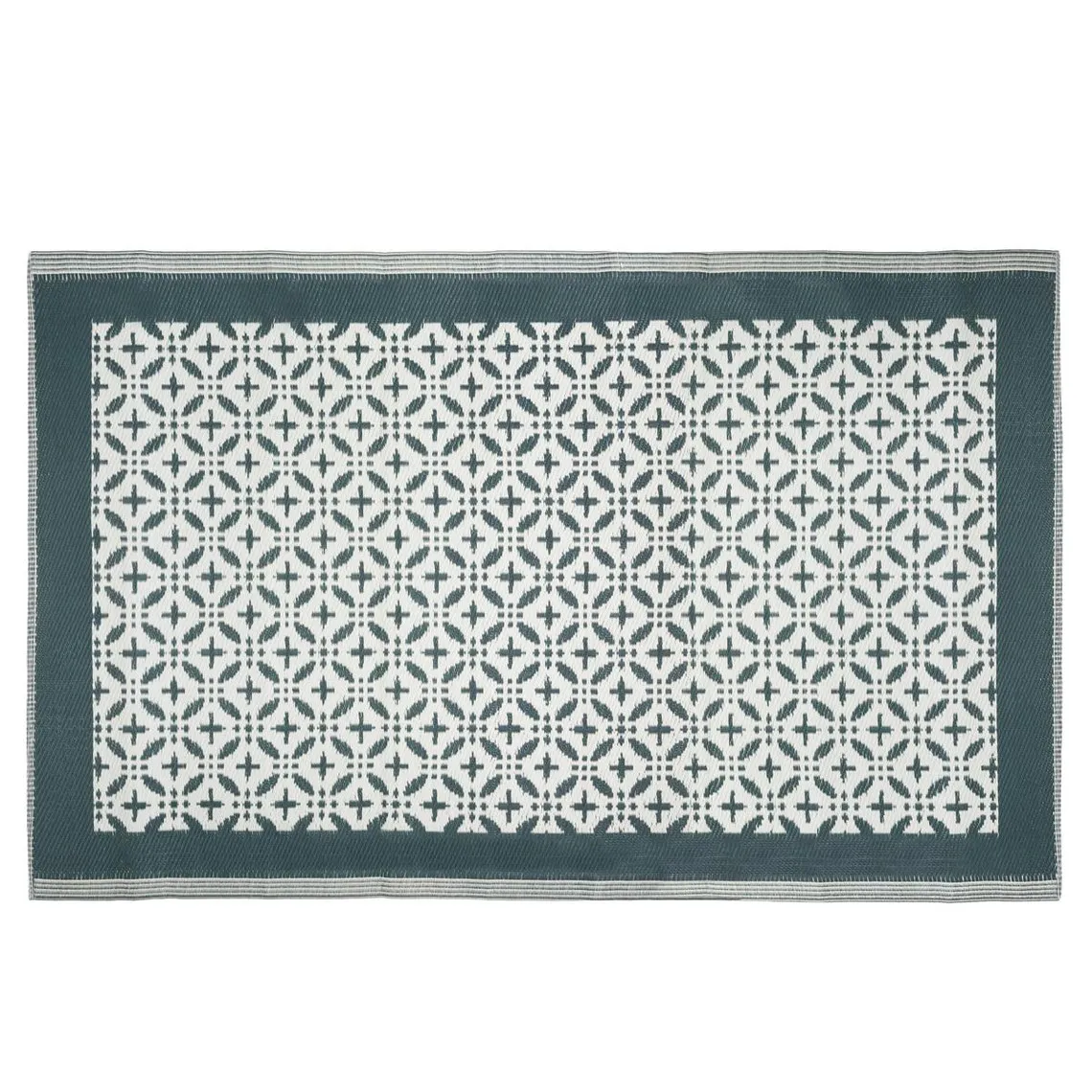 Tapis d'intérieur ou extérieur en plastique 120 x 180 mosaique bleu canard | 3 Suisses