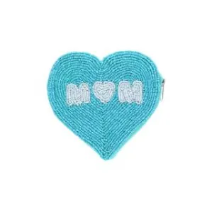 Turquoise and White Heart Coin Purse by Pondie Chérie - Le Petit Souk
