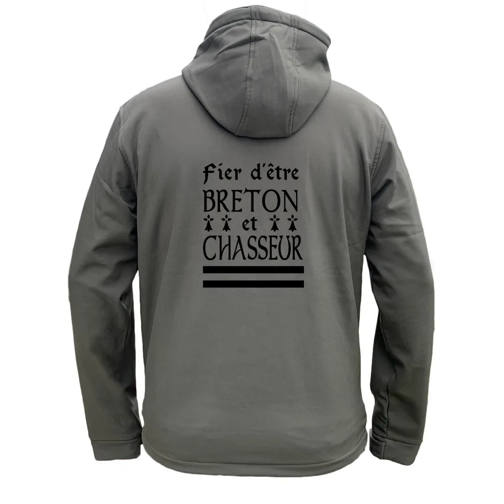 Veste softshell Homme ou Femme avec/sans capuche – Fier d’être Breton et Chasseur