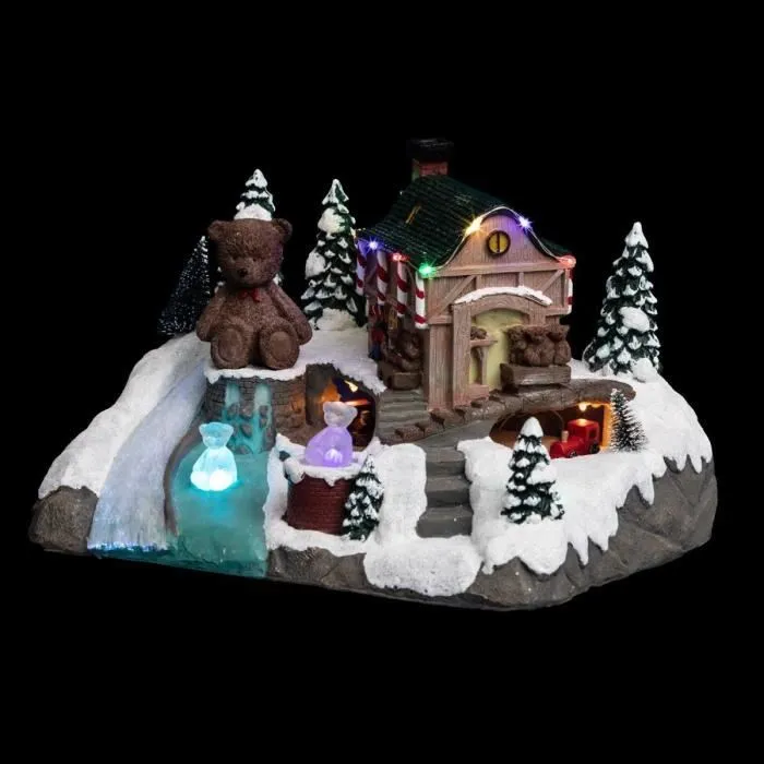 Village de Noël Usine d'ourson lumineux et à mouvement - Avec transfo