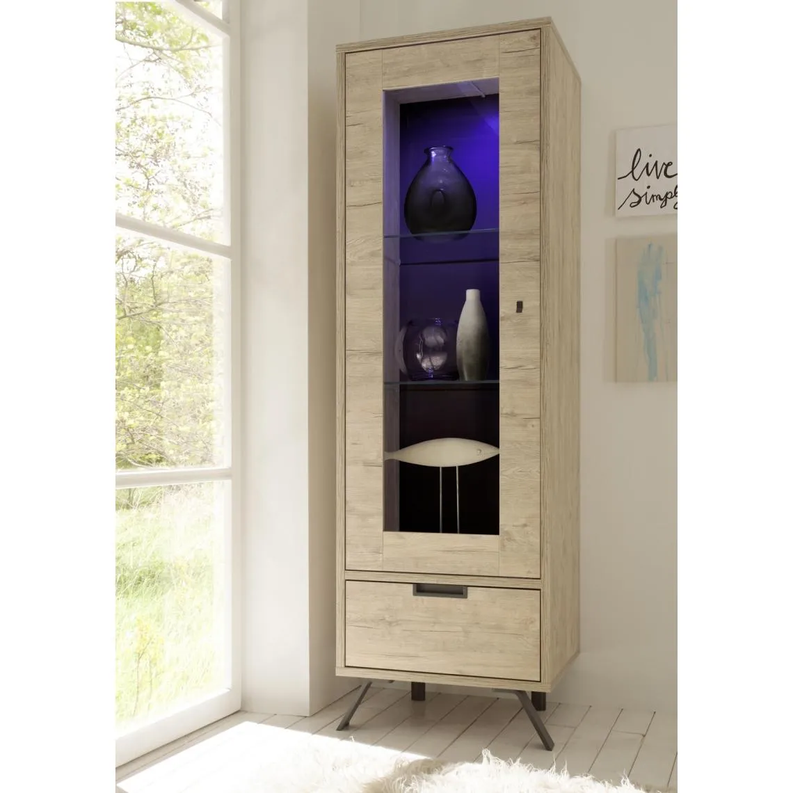 Vitrine 1 porte en verre avec 1 tiroir PALMA Pero | 3 Suisses