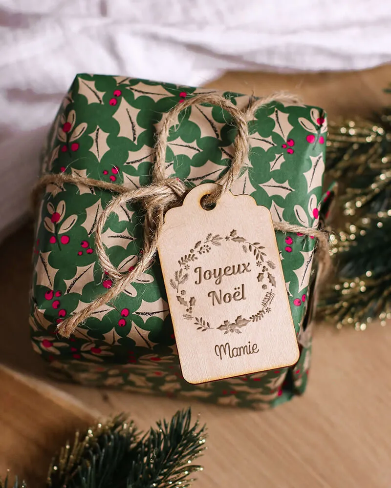 Personalized Wooden Christmas Gift Tag - Merry Christmas